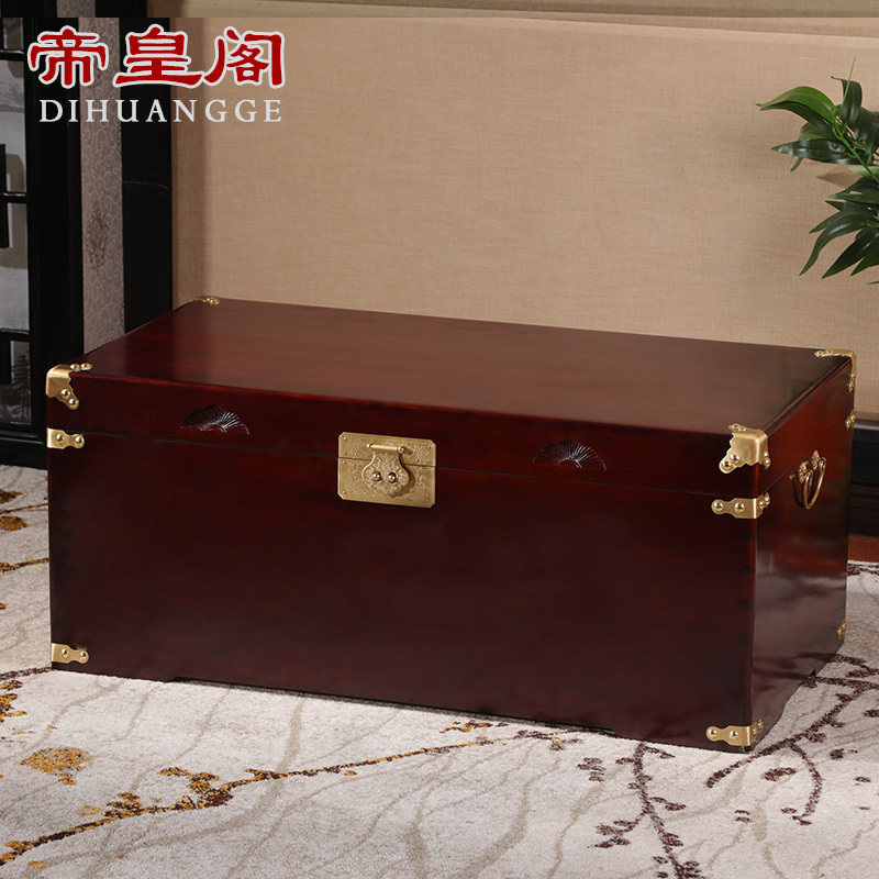 速发香樟木箱子婚嫁箱陪嫁全樟木字画箱木箱储物箱实木衣箱仿古木