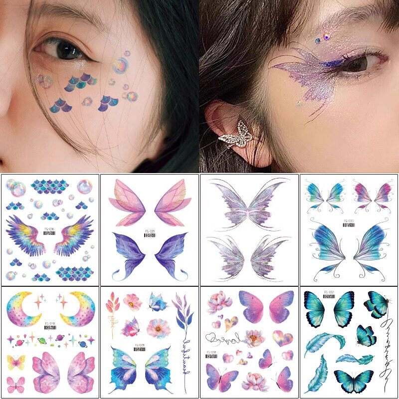 速发蝴蝶贴儿童眉心额头面脸部彩绘贴纸孩可洗舞台妆眼角贴