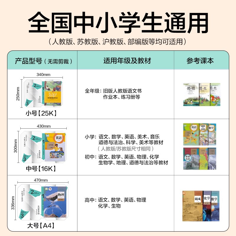 速发新款分段式包书皮学生防水防污防卷边保护书套透明书膜学生