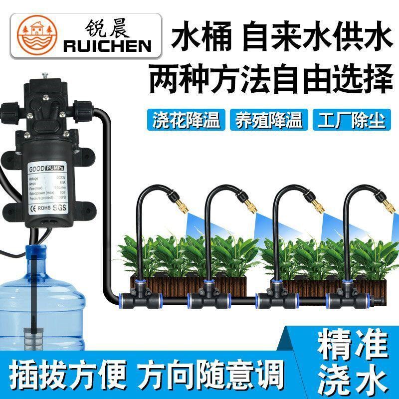 速发水泵自带加压喷雾喷头自动浇花浇水神器喷淋灌溉系统降温喷水