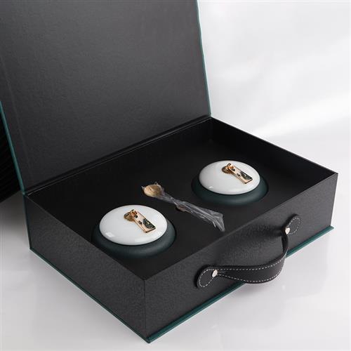 速发新款铁皮石盒礼品空斛手提石斛粉包装盒花档石斛高双陶瓷半斤