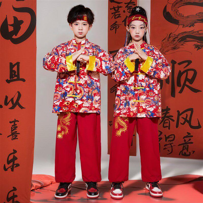 现货速发儿童汉服男童秋冬2024新款拜年服中国风唐装年衣元旦演出