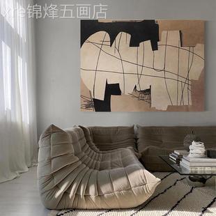 鸦饰涂线艺 网红北欧条侘绘寂风纯手肌理油挂客术厅抽象简约现代装