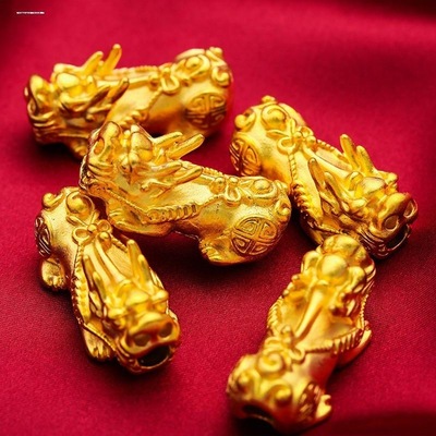 沙金色吊坠男女款招财纳福貔貅金