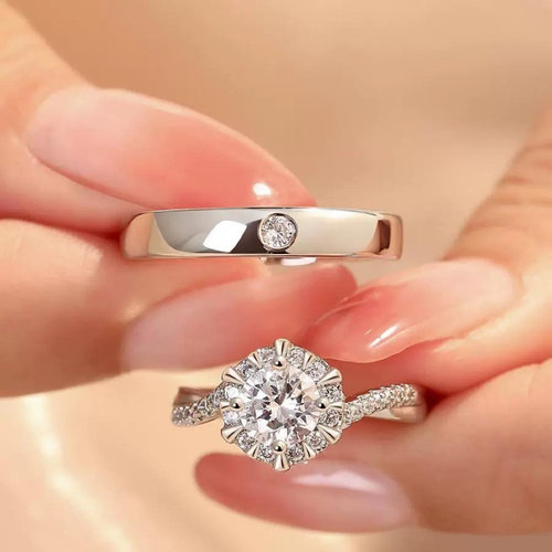 结婚戒指一对彷真莫桑对戒钻戒活