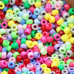 Pony beads小马珠脏辫大孔桶珠实色葱粉透明串珠diy珠子饰品配件