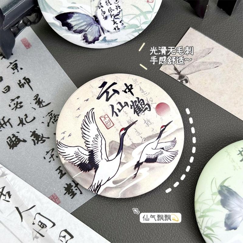 复古风胸针仙鹤蝴蝶怀旧书法吧唧