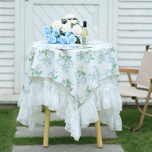 速发法式复古风桌布棉麻高级氛照拍几感茶围圆桌餐桌布