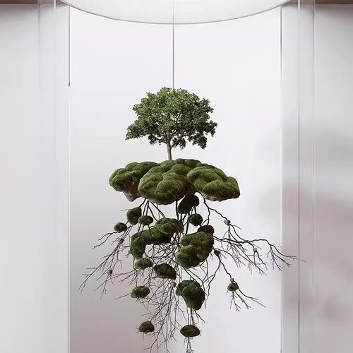 速发创业设垂空间倒吊悬浮树玄关造景舞台景观计挂吊饰道具假植物