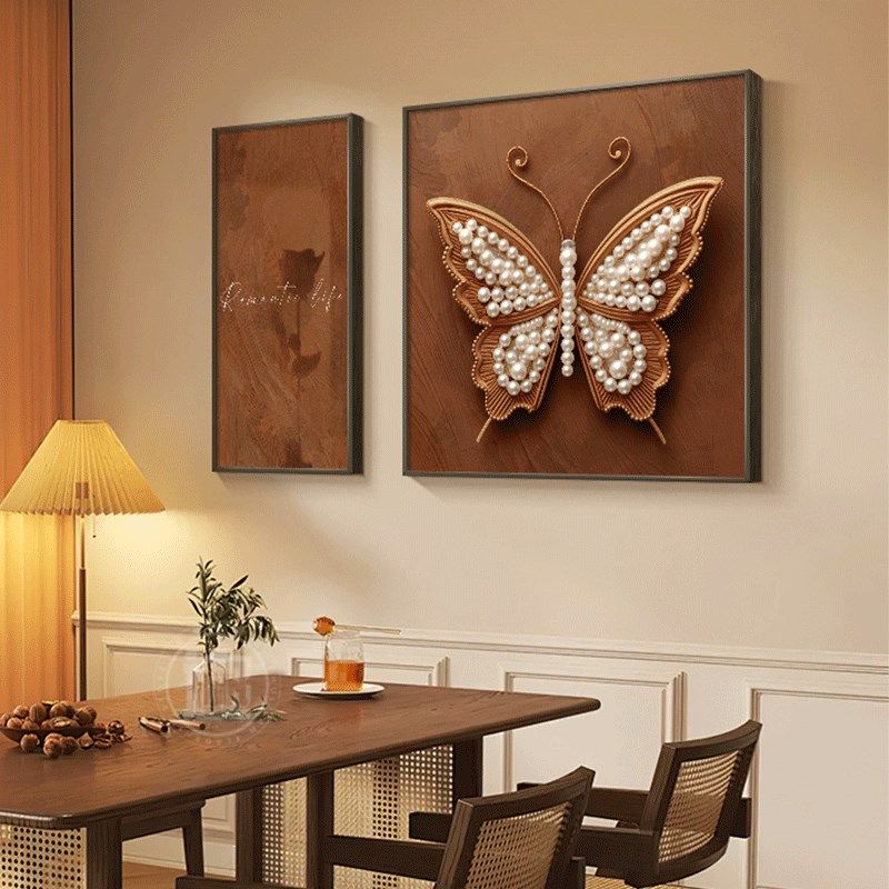 速发法式风餐厅背边墙装饰画2024新款奶轻风餐桌景挂画油奢高级感