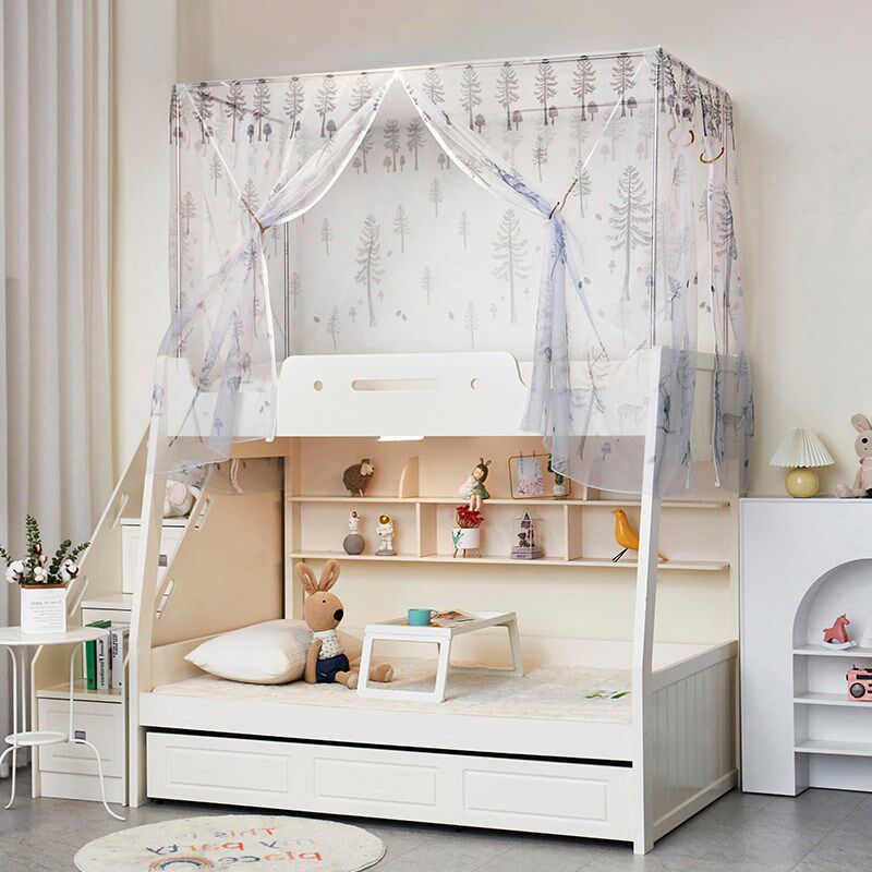 速发子挡床下铺专用梯形绣花蚊帐儿童上下床高低床双层床家用不母