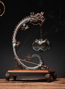 威弗列德龙腾四海悬挂吊炉室内茶道大号祥龙檀香熏纯铜沉香炉摆件