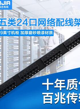 24口网路线配线架cat5e配线架超五类24口网路配线架19英寸配线架