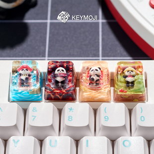 KEYMOJI熊猫宇宙键帽单个性原厂3D可爱树脂机械键盘装饰