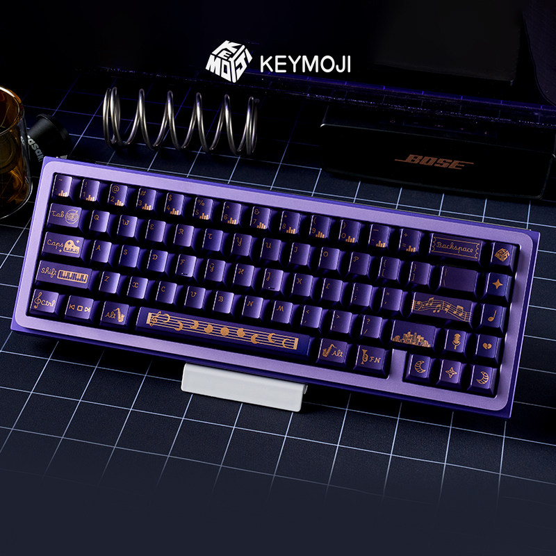 KEYMOJI爵士键帽紫色音乐符号热升华键帽个性DIY机械键盘配件