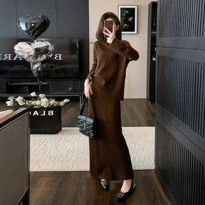 欧洲站2025新款秋冬装搭配一整套高级感毛衣套装针织两件套女秋冬