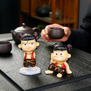 饰精品摆件茶具配件 哪吒茶宠可养变色创意手工茶玩茶桌茶盘茶台装