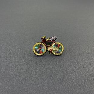 手工刺绣自行车图案简约百搭通用小尺寸服饰配件印度丝胸针 法式
