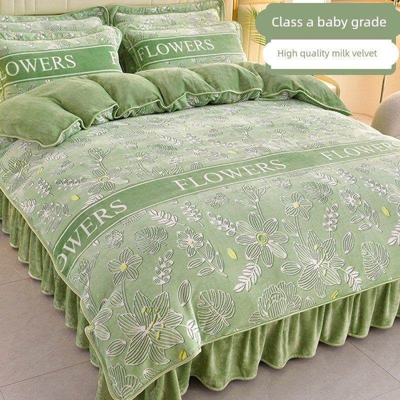 牛奶绒四件套冬季加厚珊瑚绒被套罩双面加绒法兰绒床上床裙公主风,床上用品,床品套件/四件套/多件套,淘宝优惠券,粉丝福利购,淘宝优惠卷