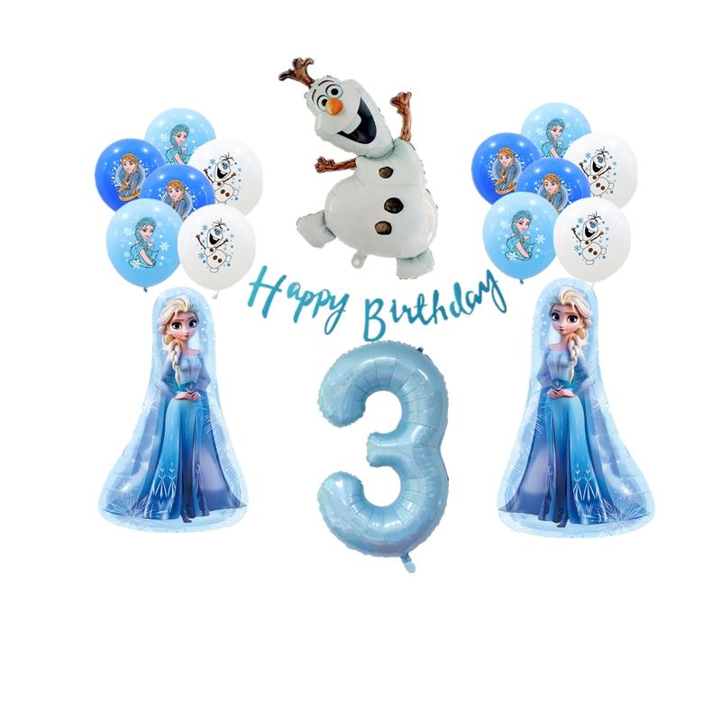 Elsa 爱莎主题生日派对气球字母套装女孩公主5三周岁宴场景背景