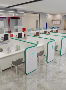 农业银行非现金业务受理台半包围式信贷办公桌签约柜台营业厅家具