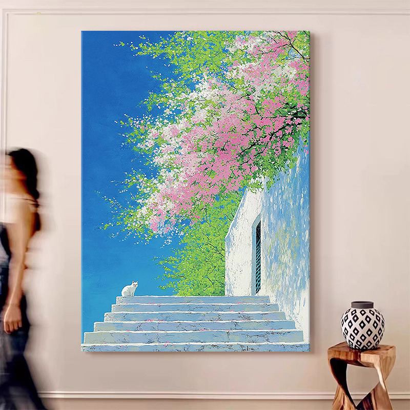 《交换春天》治愈系入户玄关装饰画小众清新客厅背景墙沙发壁挂画