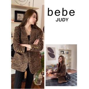 bebe 美拉德小香风外套女秋冬羊毛呢粗花呢名媛大衣 judy千金格调