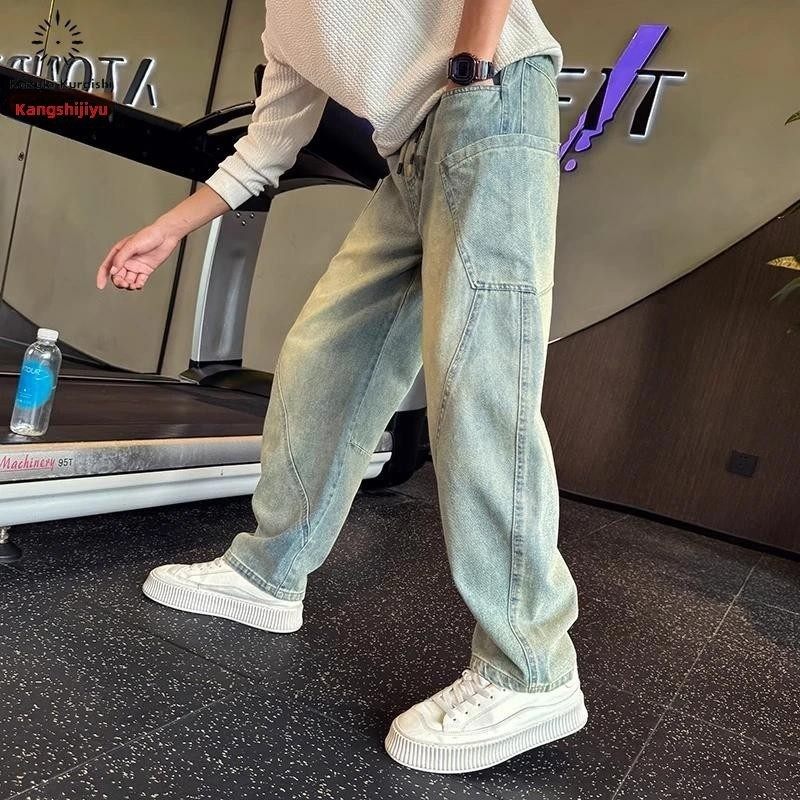 仓市一舒新潮品牌立体剪裁弯刀牛仔裤男士春秋美式覆古直筒休闲裤,男装,牛仔裤,淘宝优惠券,粉丝福利购,淘宝优惠卷