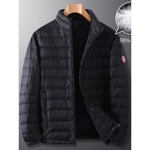 男装 男士 立领保暖加肥加大码 羽绒服冬季 宽松运动白鸭绒外套 轻薄款