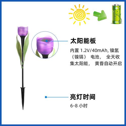 太阳能金香灯 仿郁金香节028日装饰ED灯户外郁地插太L阳能景观真