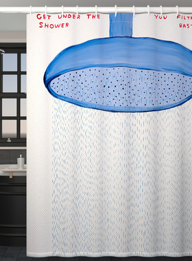 ins简约浴室防水浴帘卫生间厕所洗澡隔断帘遮挡布挂帘窗帘新款