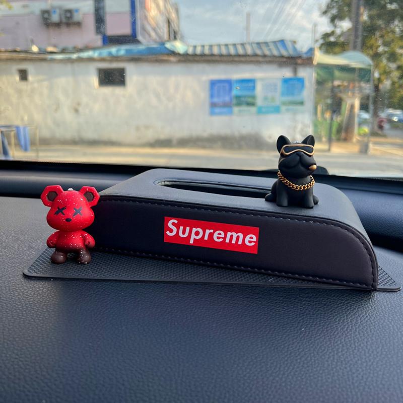 潮牌斗牛犬车载纸巾盒卫生纸汽车卫生纸盒车内车内装饰用品大全车