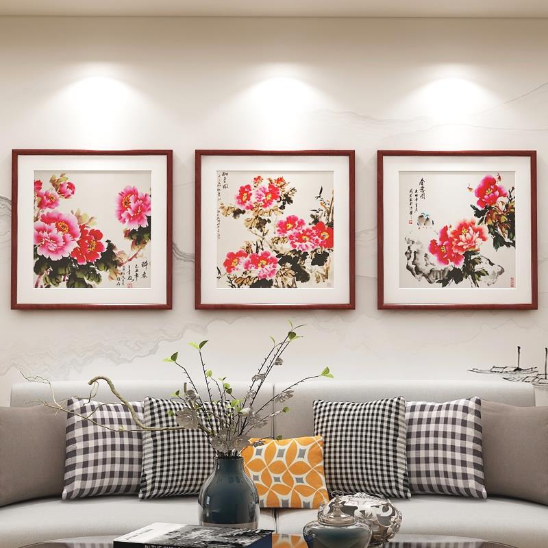 新中式国画牡丹花开富贵装饰画客厅餐厅背景墙画卧室床头挂画壁画图片