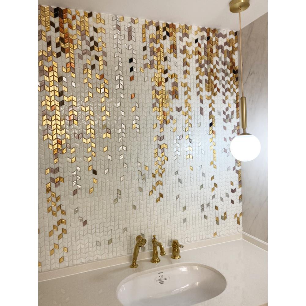 菱形异形渐层3D马赛克磁砖拼花玄关入户别墅酒店大厅客厅背景墙