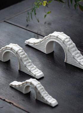 创意陶瓷石拱桥微景观鱼缸小桥流水石桥造景摆件枯山水沙盘装饰品