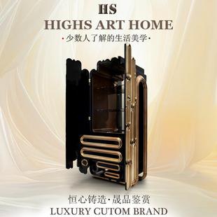 葡萄牙轻奢实木酒柜设计师创意异形餐边柜客厅家用靠墙收纳储物柜