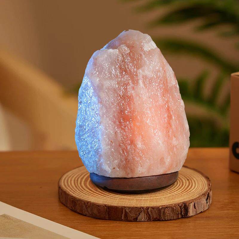 喜马拉亚盐灯山型晶体装饰卧室床头小夜灯台灯粉晶灯摆件
