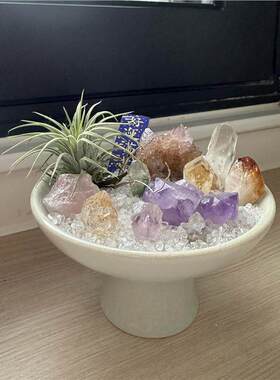 天然水晶原石造景盘微景