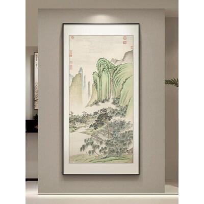 青道绿山水走新中式入风HXM松壑户玄关装饰画中国廊过挂画茶室楼