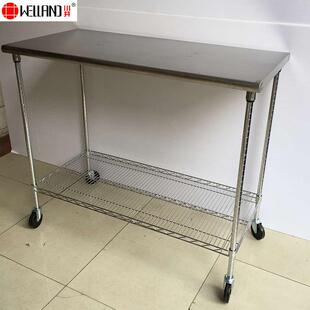 不厂锈钢架GMT工两层带轮商不锈北钢手推车美餐饮业餐厅厨房置物