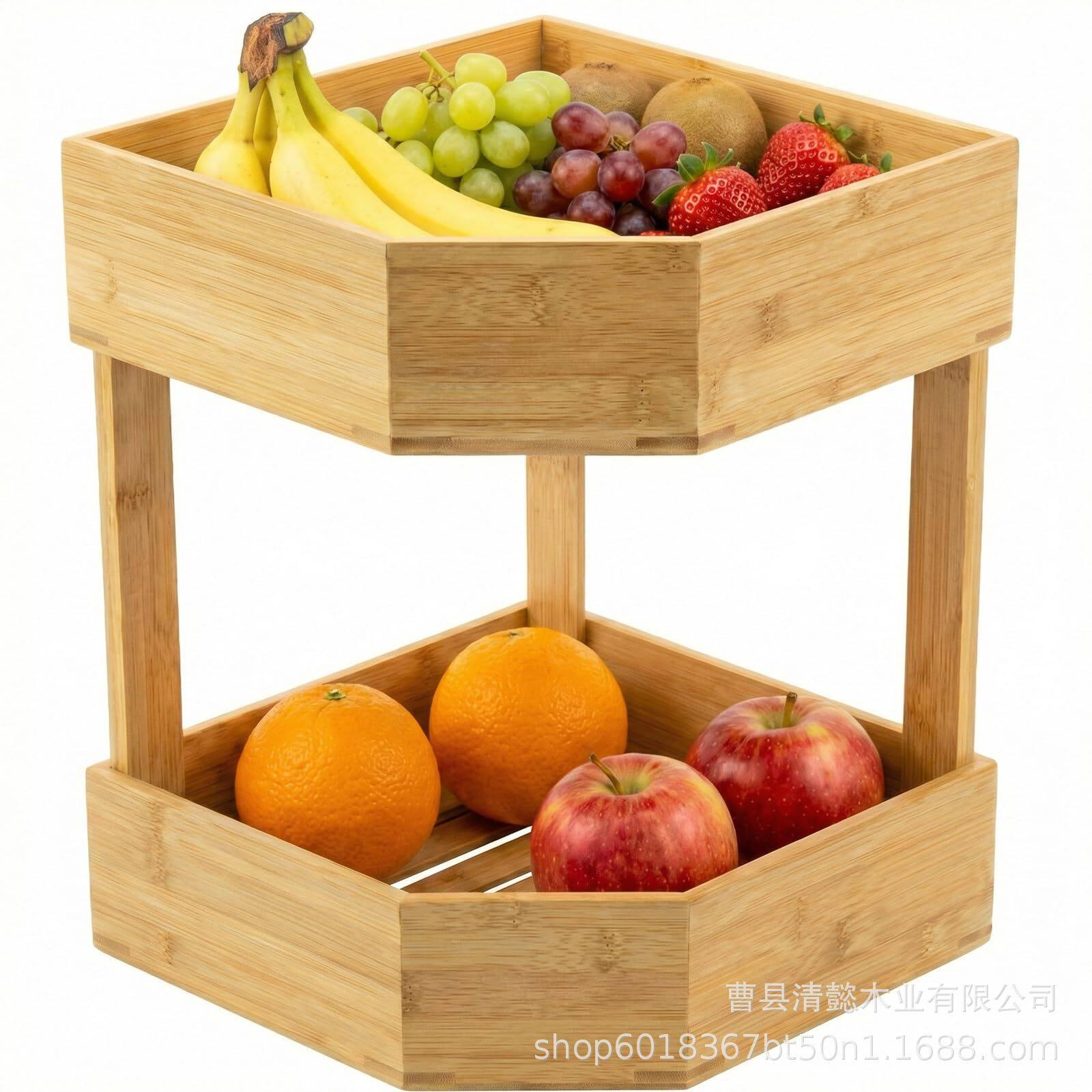 竹制双层置物架转角架家用厨房调味品收纳架水果蔬菜沥水架摆放架