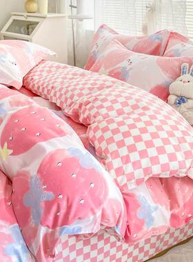 1OpKbC2sET%纯棉四O件小套全棉斜纹新双人床笠款清床上被套床单宿