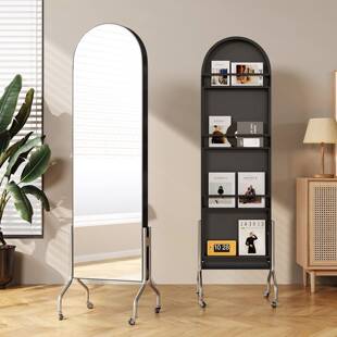 椭圆中古穿衣镜PIH家用客厅可动形全身清镜杂志架移旋转高镜子置