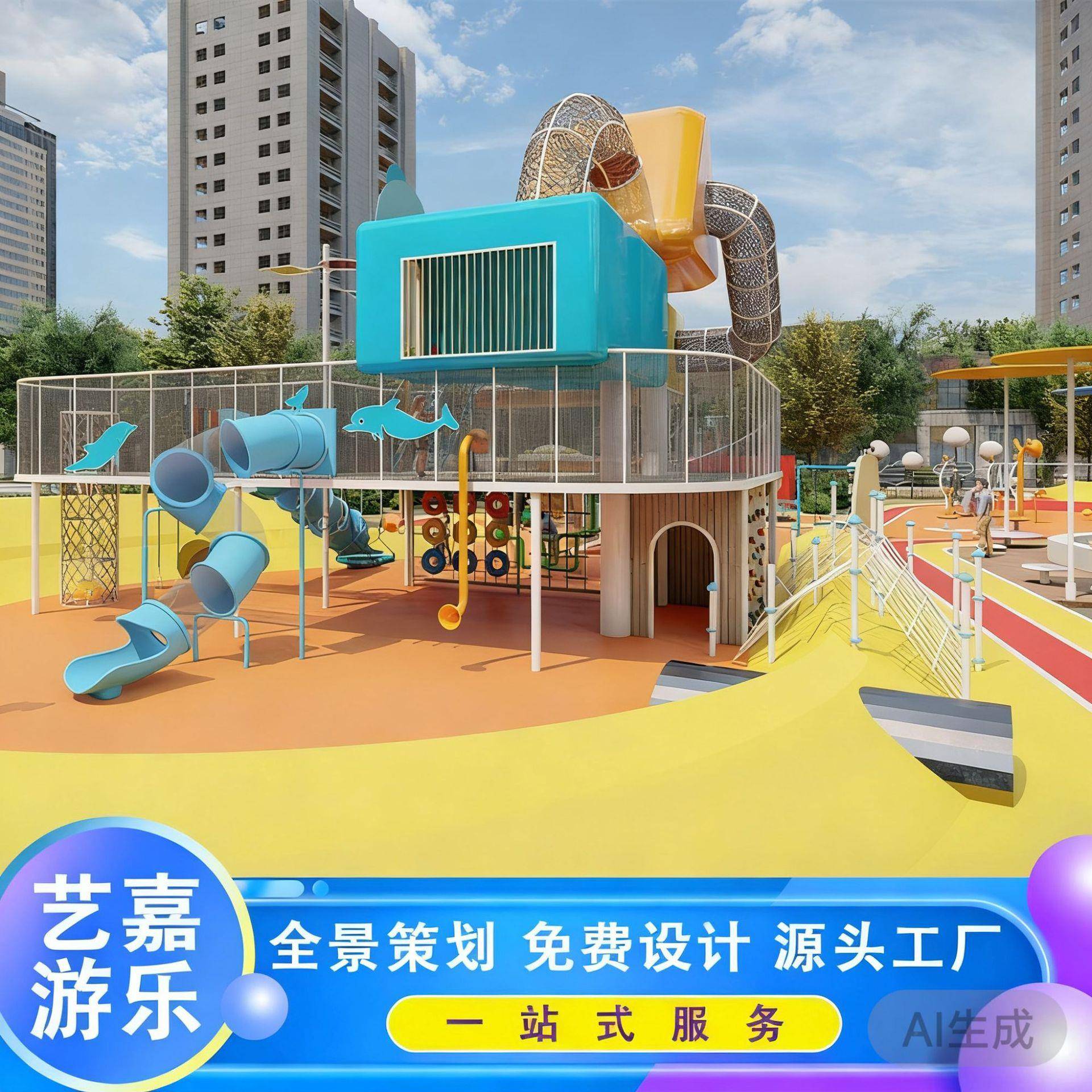 户外非标游乐无设备公园滑滑梯动区力景区网红小区设施大景型不锈