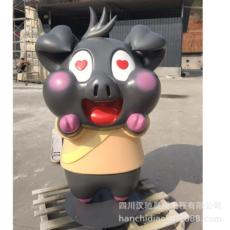 可爱小猪雕塑IP形象公仔摆件 商场门店开业庆典打卡雕塑工艺品