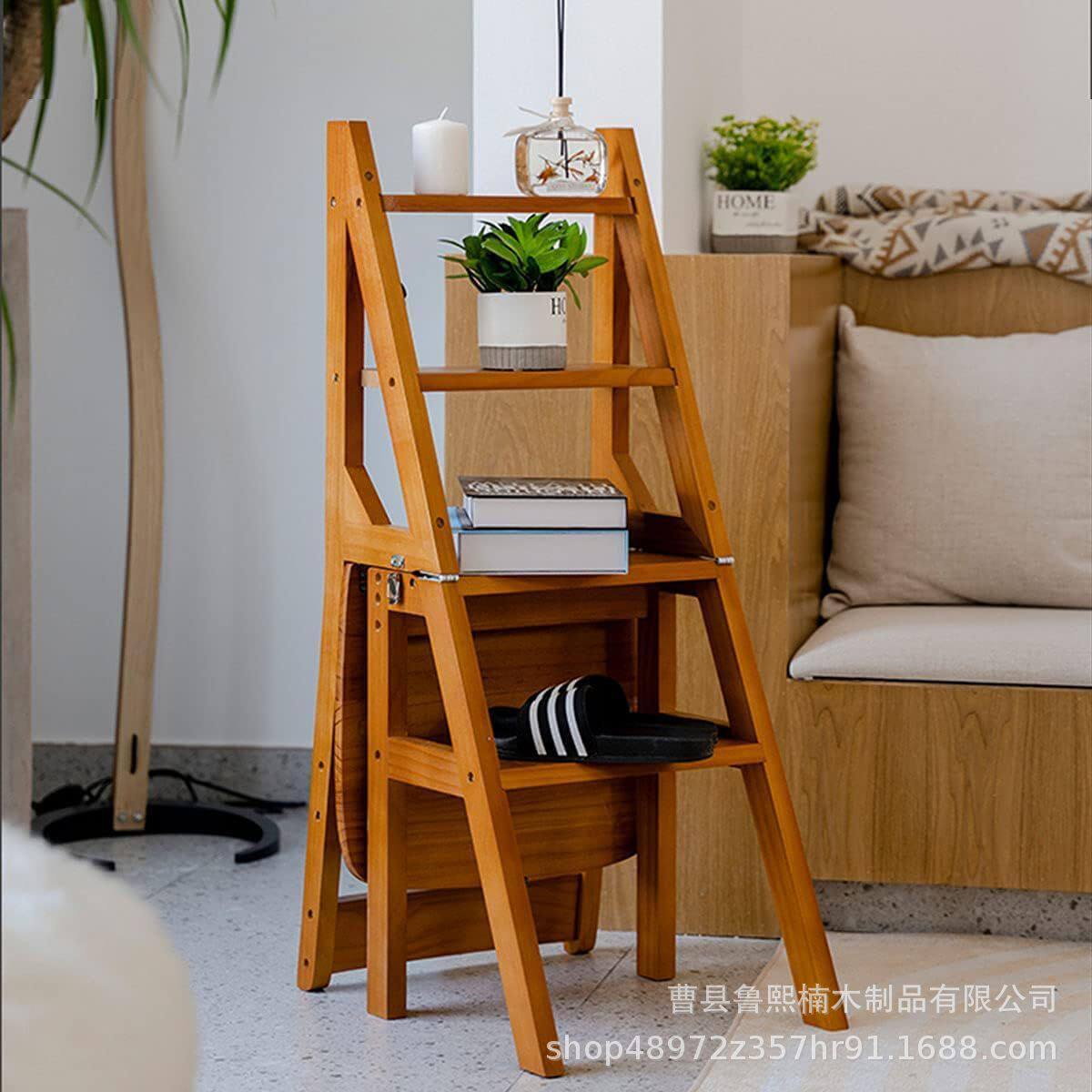 休闲凳创意多功能实木凳可旋转梯子椅子家用折叠梯椅加厚凳子
