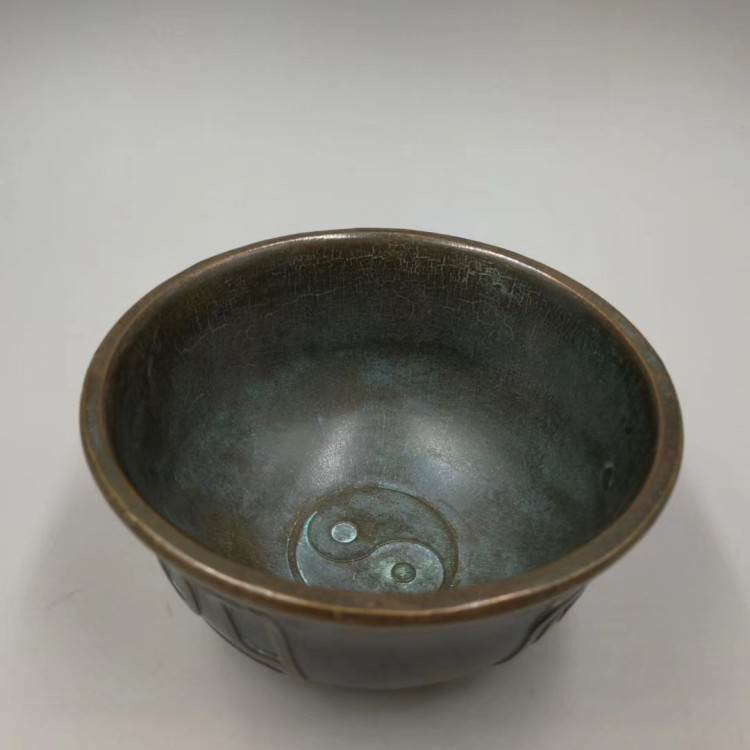 仿古 古玩杂项收藏复古铜器铜碗四季发财碗铜碗太极碗 仿古做旧