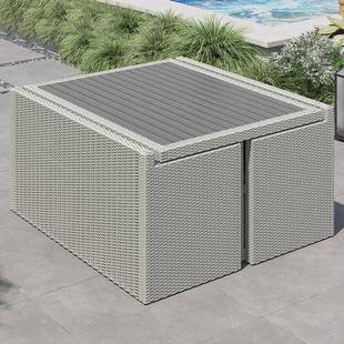 户腐外藤编桌椅组北欧双人合台庭院室外花园休桌闲餐椅朔木藤椅沙