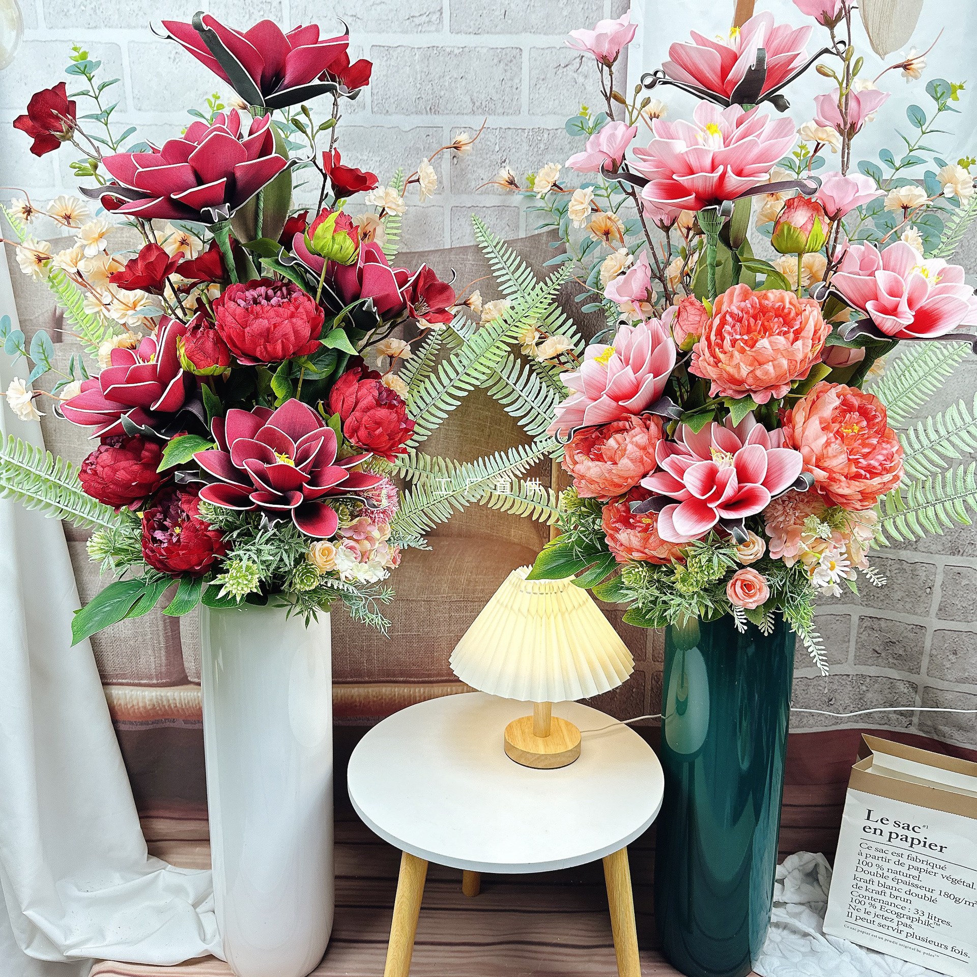 落地婚庆绢花新房客厅装饰
