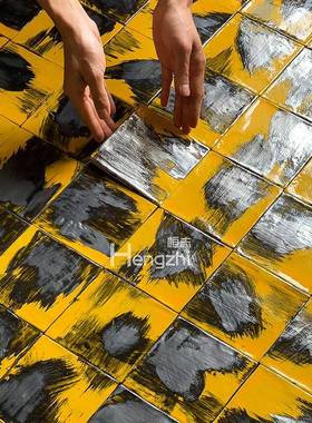 金LZM属釉手工彩绘砖5x25微光2凹凸1面商铺卫1生间民宿酒店浴室瓷